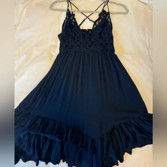Free People Dresses Free People Adella Slip Dress Navy Blue - Main Image
